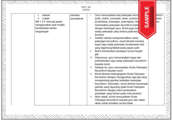 RPH dan Lembaran Kerja Prasekolah Tema Pekerjaan Beruniform