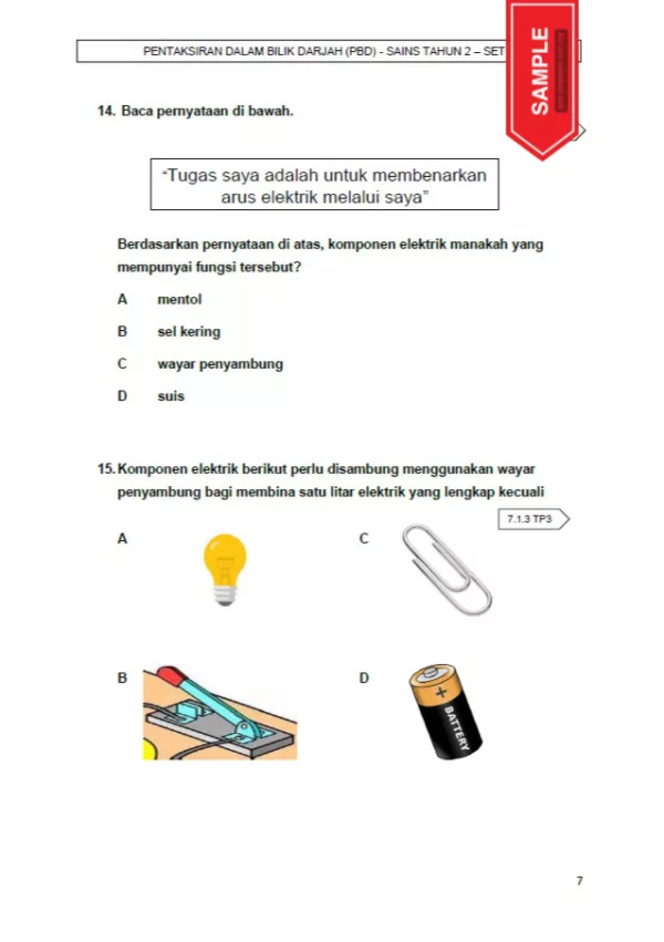 Soalan PBD Kuiz Sains Tahun 2 KSSR