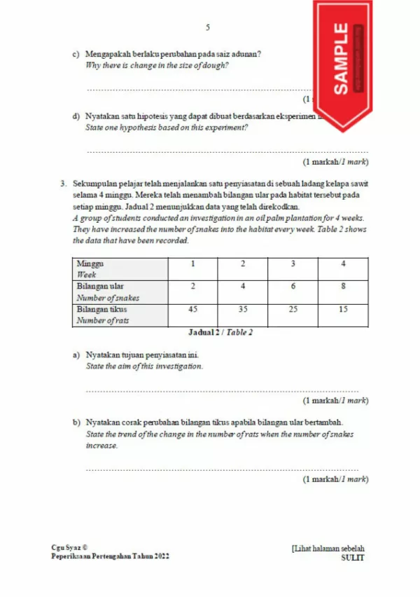 Soalan Ujian Pertengahan Tahun 2022 Tahun 6