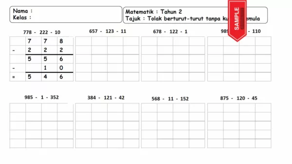 Soalan Latihan Asas Matematik Tahun 2