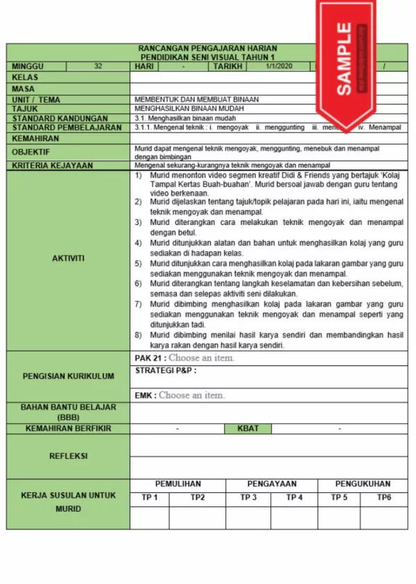 RPH dan RPT PPKI PSV Tahun 1 TS25