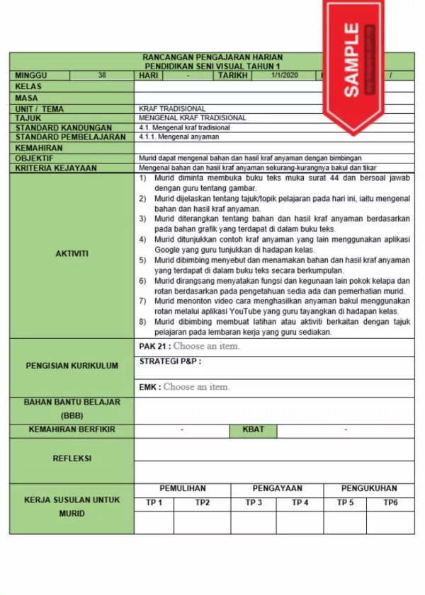 RPH dan RPT PPKI PSV Tahun 1 TS25