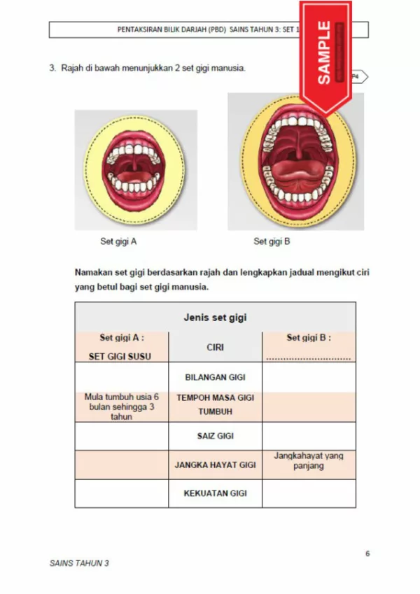 Soalan PBD Kuiz Sains Tahun 3 KSSR