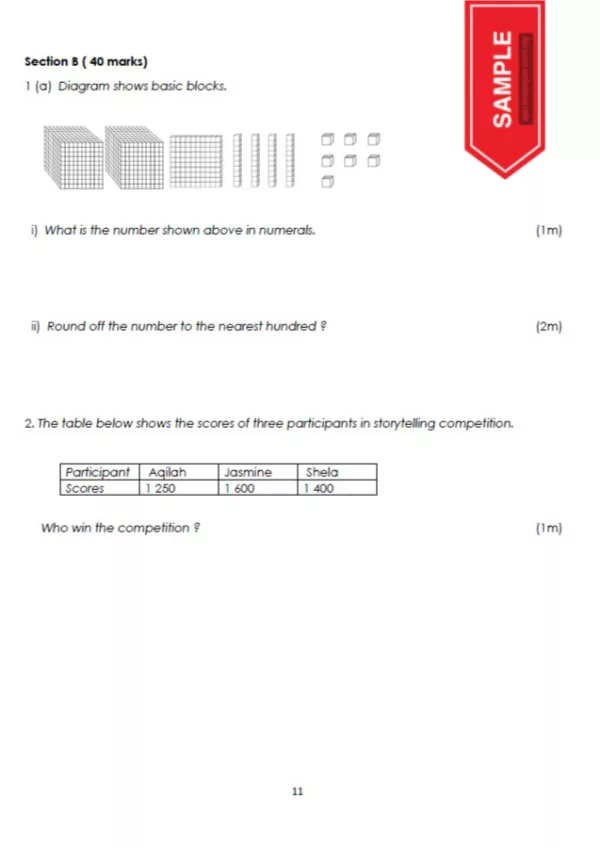 Soalan Ujian Sumatif Matematik Tahap 1 2022