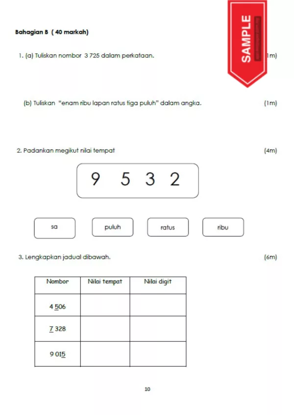 Soalan Ujian Sumatif Matematik Tahap 1 2022