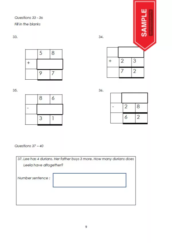 Soalan Ujian Sumatif Matematik Tahap 1 2022