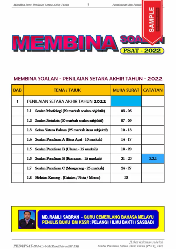 Soalan PBD Bahasa Melayu 2022