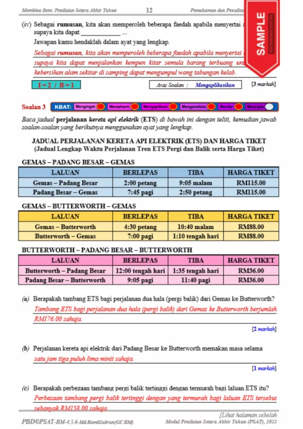 Soalan PBD Bahasa Melayu 2022