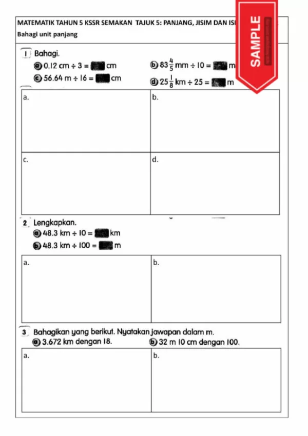 Soalan Latihan Matematik Buku Teks Tahun 5 KSSR