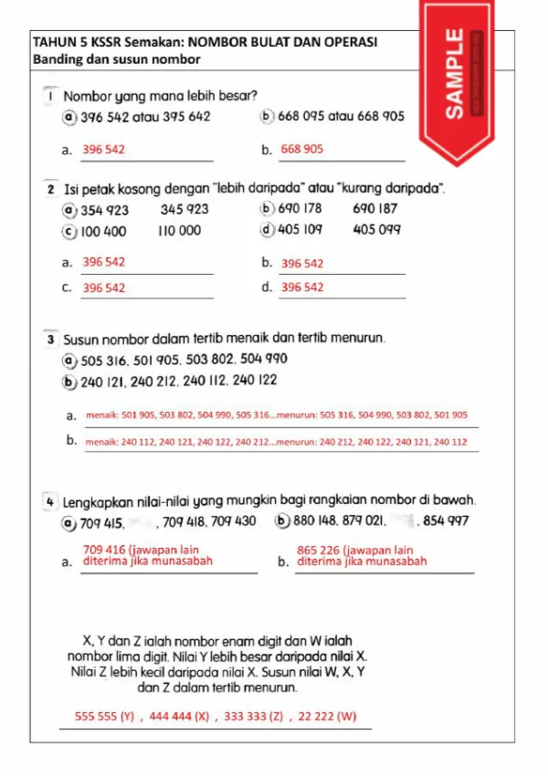 Soalan Latihan Matematik Buku Teks Tahun 5 KSSR