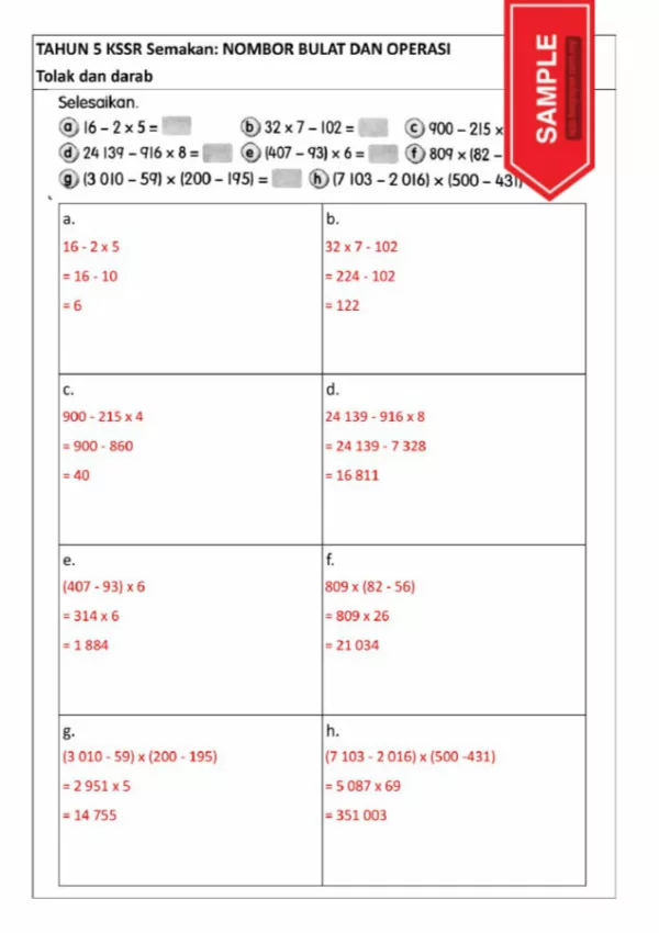 Soalan Latihan Matematik Buku Teks Tahun 5 KSSR