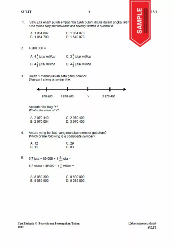 Soalan Ujian Pertengahan Tahun Matematik Tahun 6 2022