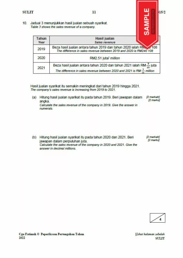 Soalan Ujian Pertengahan Tahun Matematik Tahun 6 2022