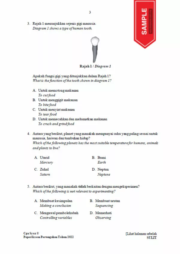 Soalan Ujian Pertengahan Tahun Sains Tahun 4 2022