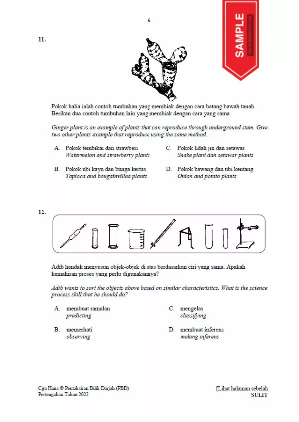 Soalan Ujian Pertengahan Tahun Sains Tahun 3 2022