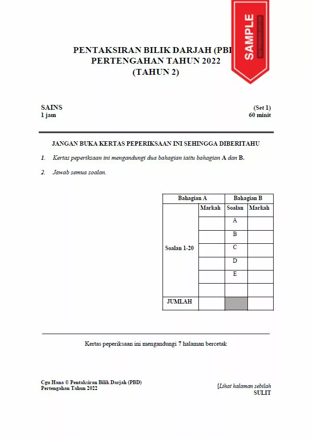Soalan Ujian Pertengahan Tahun Sains Tahun 2 2022