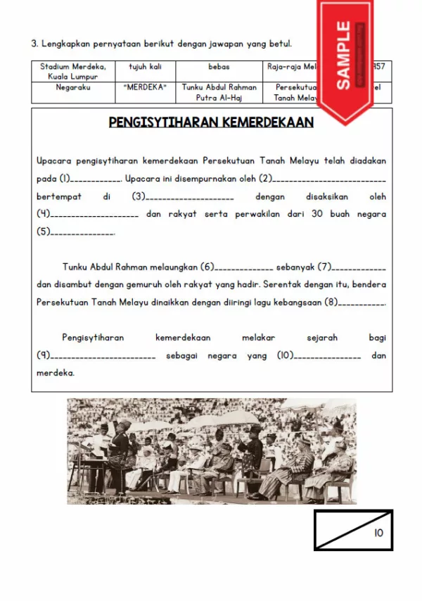 Soalan Latih Tubi Sejarah Tahun 5 KSSR