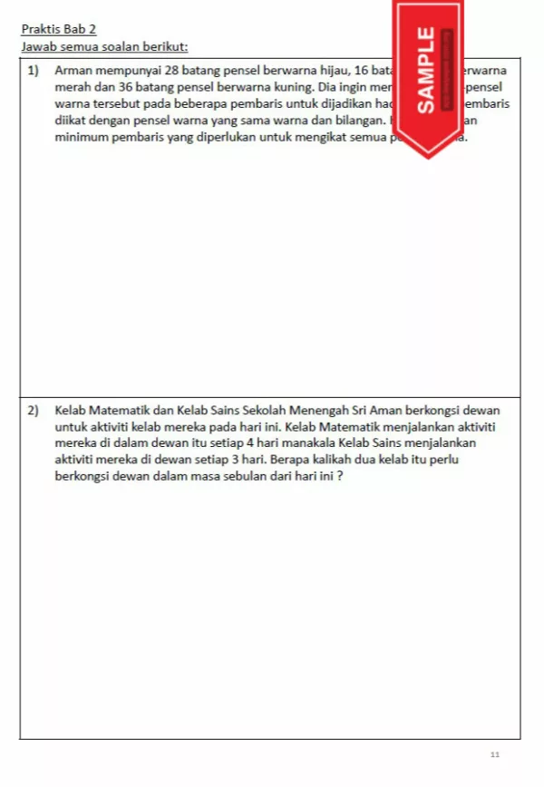 Soalan Latih Tubi Matematik Tingkatan 1 KSSM