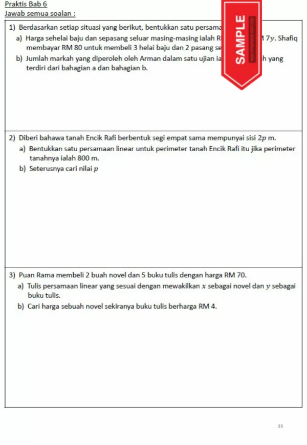 Soalan Latih Tubi Matematik Tingkatan 1 KSSM