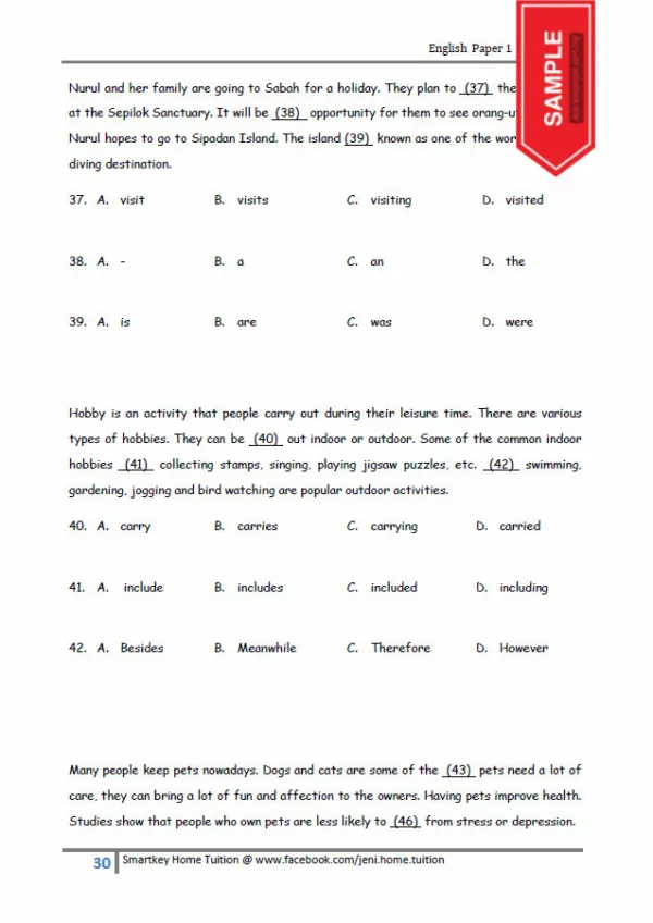 Latihan Soalan Revision English Year 6