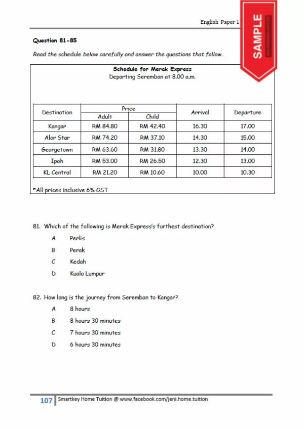 Latihan Soalan Revision English Year 6