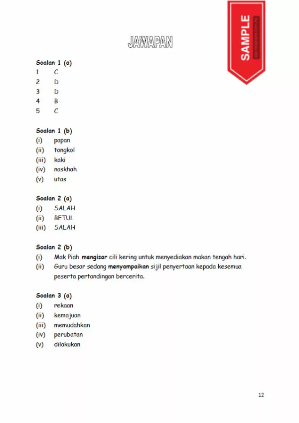 Soalan Latihan BM Soalan 1-5 Tahun 5 KSSR