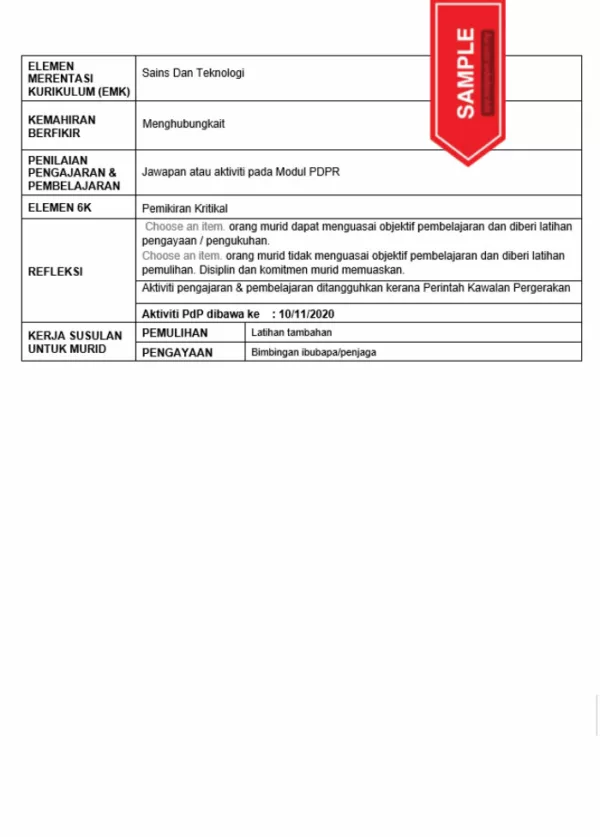 RPH Reka Bentuk Teknologi Tingkatan 1 TS25