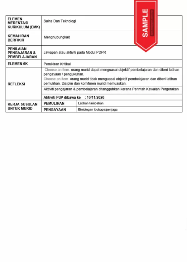 RPH Reka Bentuk Teknologi Tingkatan 1 TS25