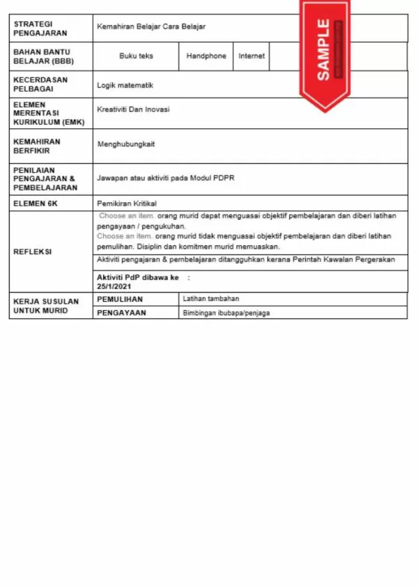 RPH Prinsip Perakaunan Tingkatan 5 TS25