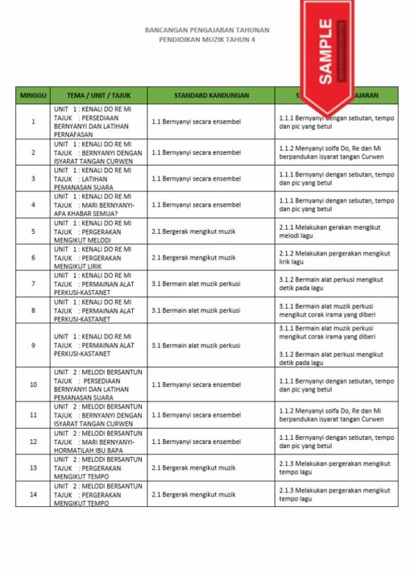 RPH dan RPT PPKI Pendidikan Muzik Tahun 4 TS25