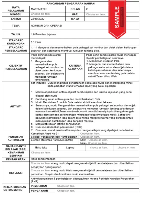 RPH Matematik Tingkatan 2 KSSM