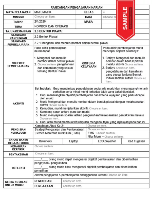 RPH Matematik Tingkatan 3 KSSM