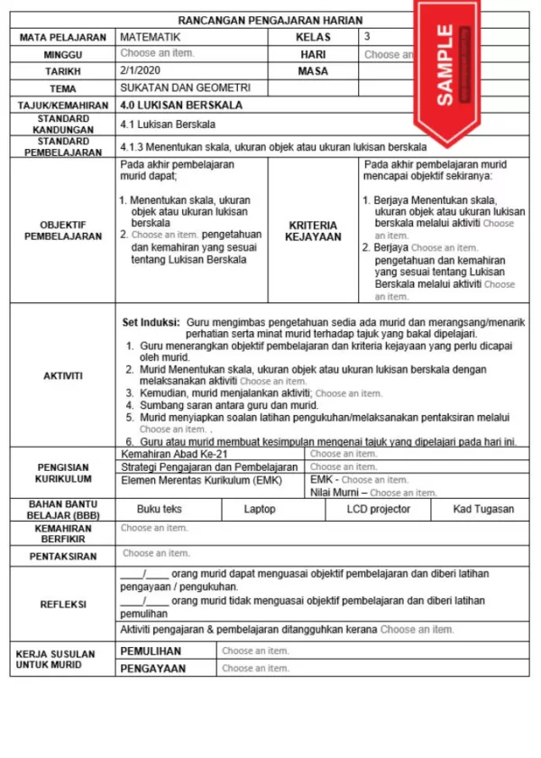 RPH Matematik Tingkatan 3 KSSM