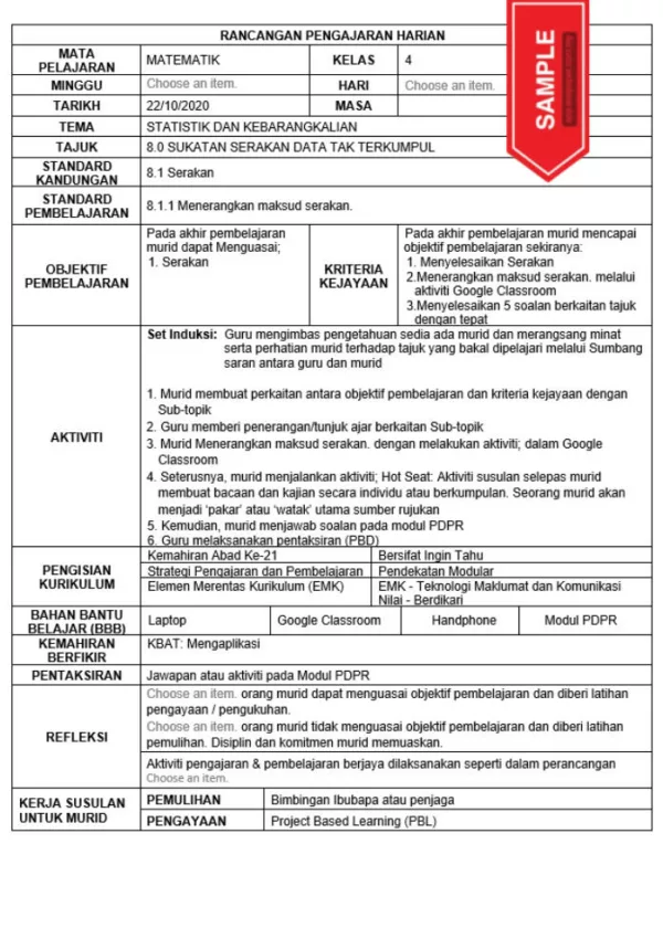 RPH Matematik Tingkatan 4 KSSM