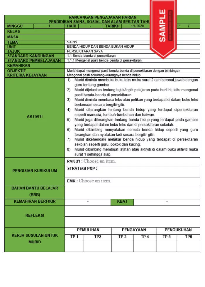 RPH dan RPT PPKI Pendidikan Sains Sosial dan Alam Sekitar Tahun 4 TS25