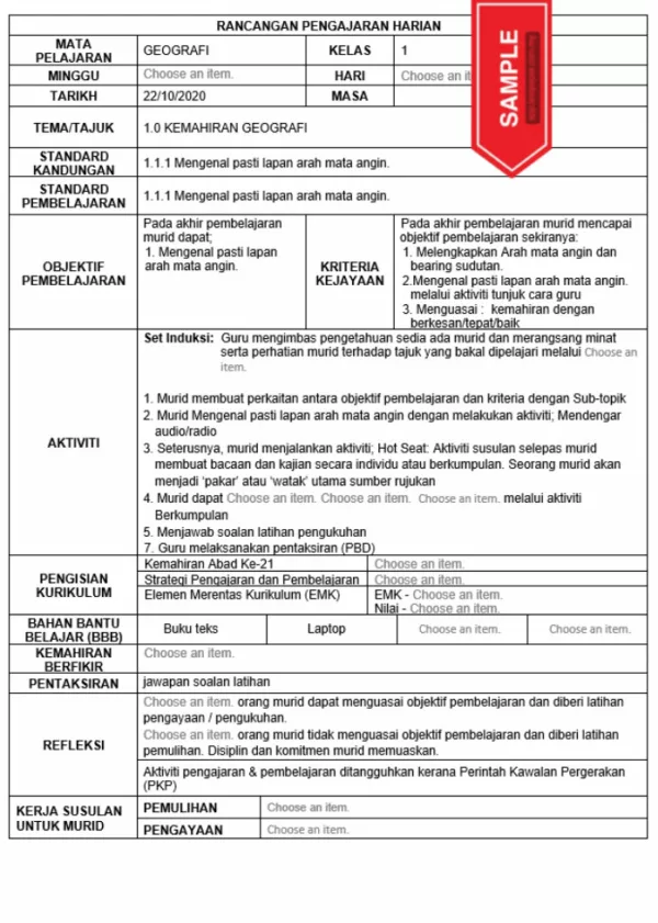 RPH Geografi Tingkatan 1 KSSM