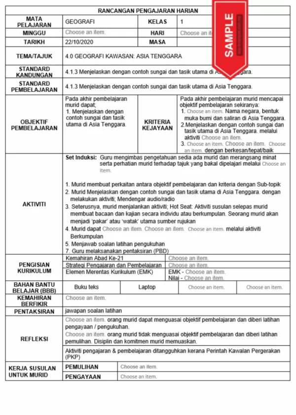 RPH Geografi Tingkatan 1 KSSM