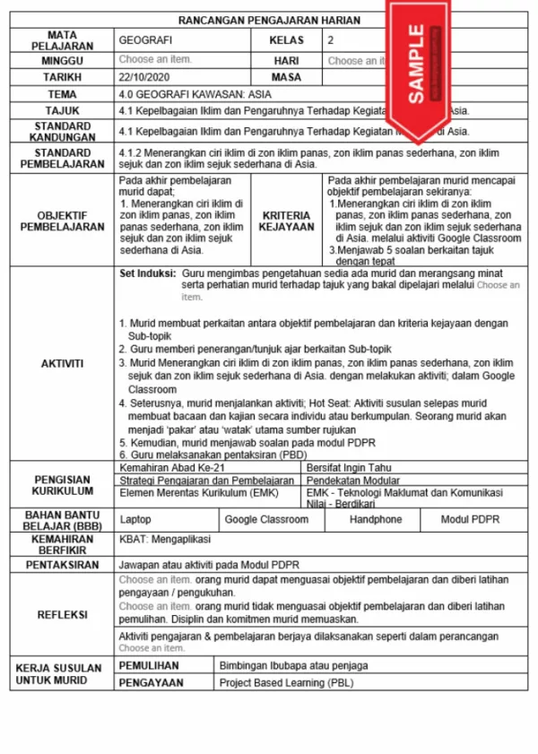 RPH Geografi Tingkatan 2 KSSM