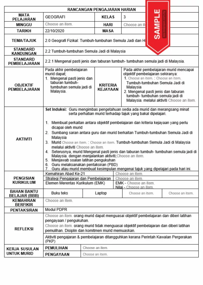 RPH Geografi Tingkatan 3 KSSM