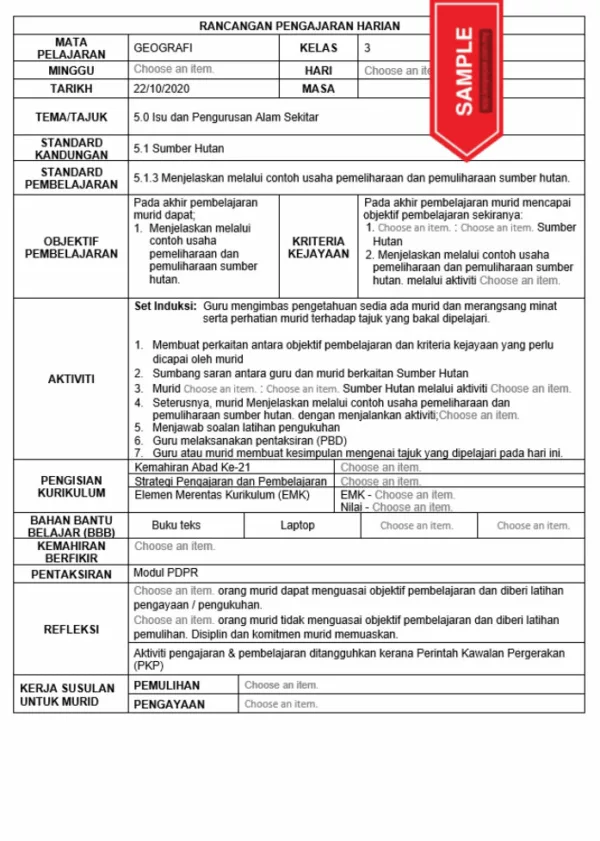 RPH Geografi Tingkatan 3 KSSM