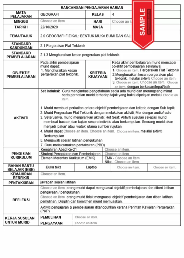 RPH Geografi Tingkatan 4 KSSM