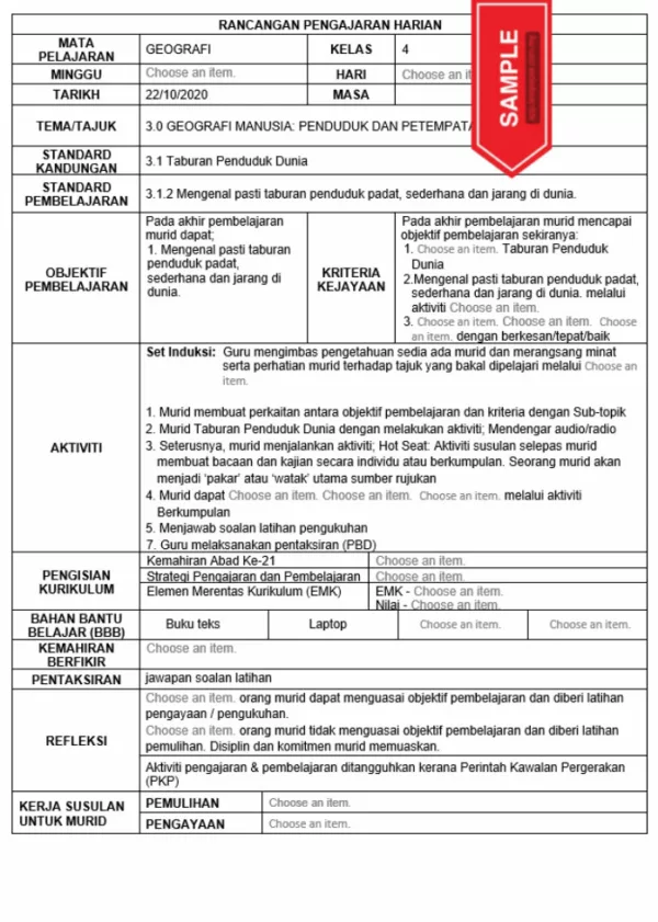 RPH Geografi Tingkatan 4 KSSM