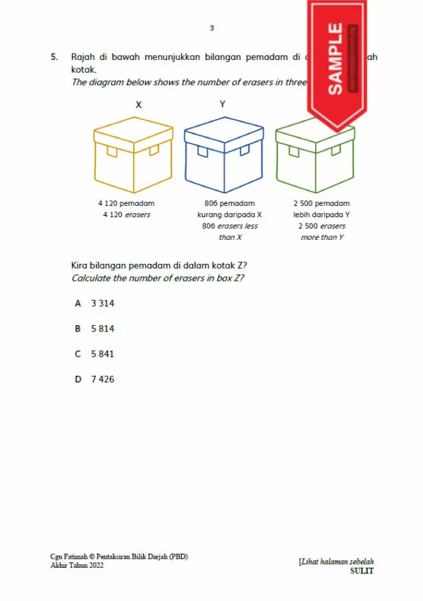 Soalan Ujian PBD Akhir Matematik Tahun 3 2022