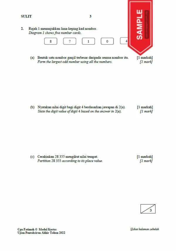 Soalan Ujian PBD Akhir Matematik Tahun 4 2022