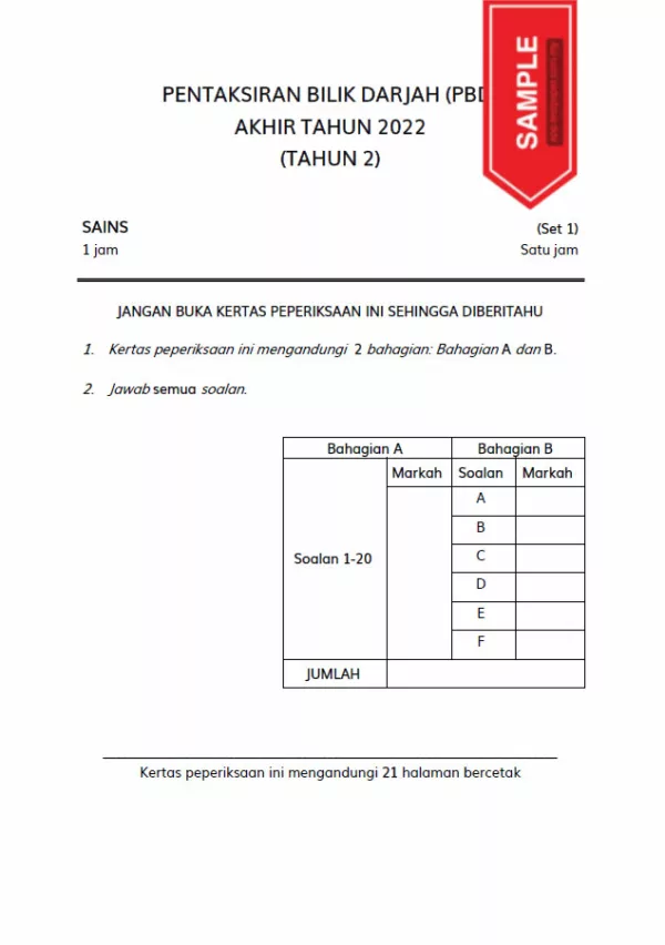 Soalan Ujian PBD Akhir Tahun 2 2022