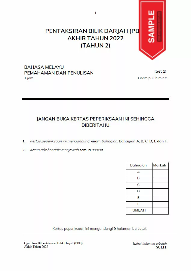 Soalan Ujian PBD Akhir Tahun 2 2022