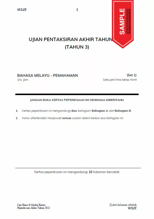 Soalan Ujian PBD Akhir Tahun 3 2022