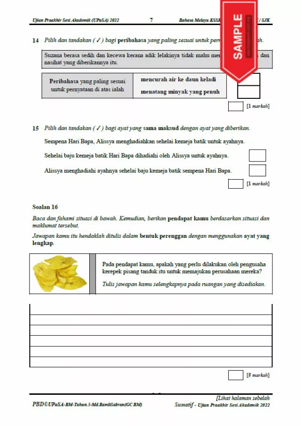 Soalan Ujian Akhir Tahun BM Tahun 4 2022 UPASA