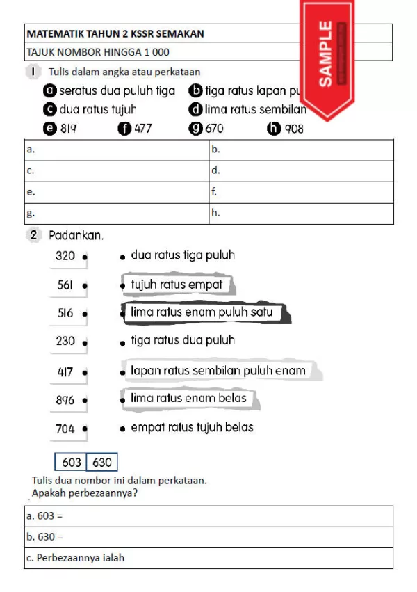 Soalan Latihan Matematik Buku Teks Tahun 2 KSSR