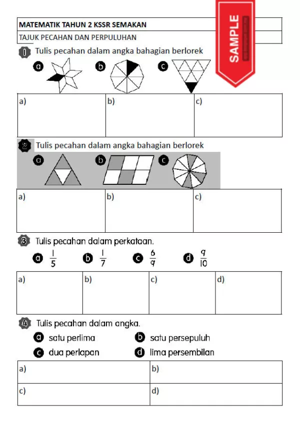 Soalan Latihan Matematik Buku Teks Tahun 2 KSSR